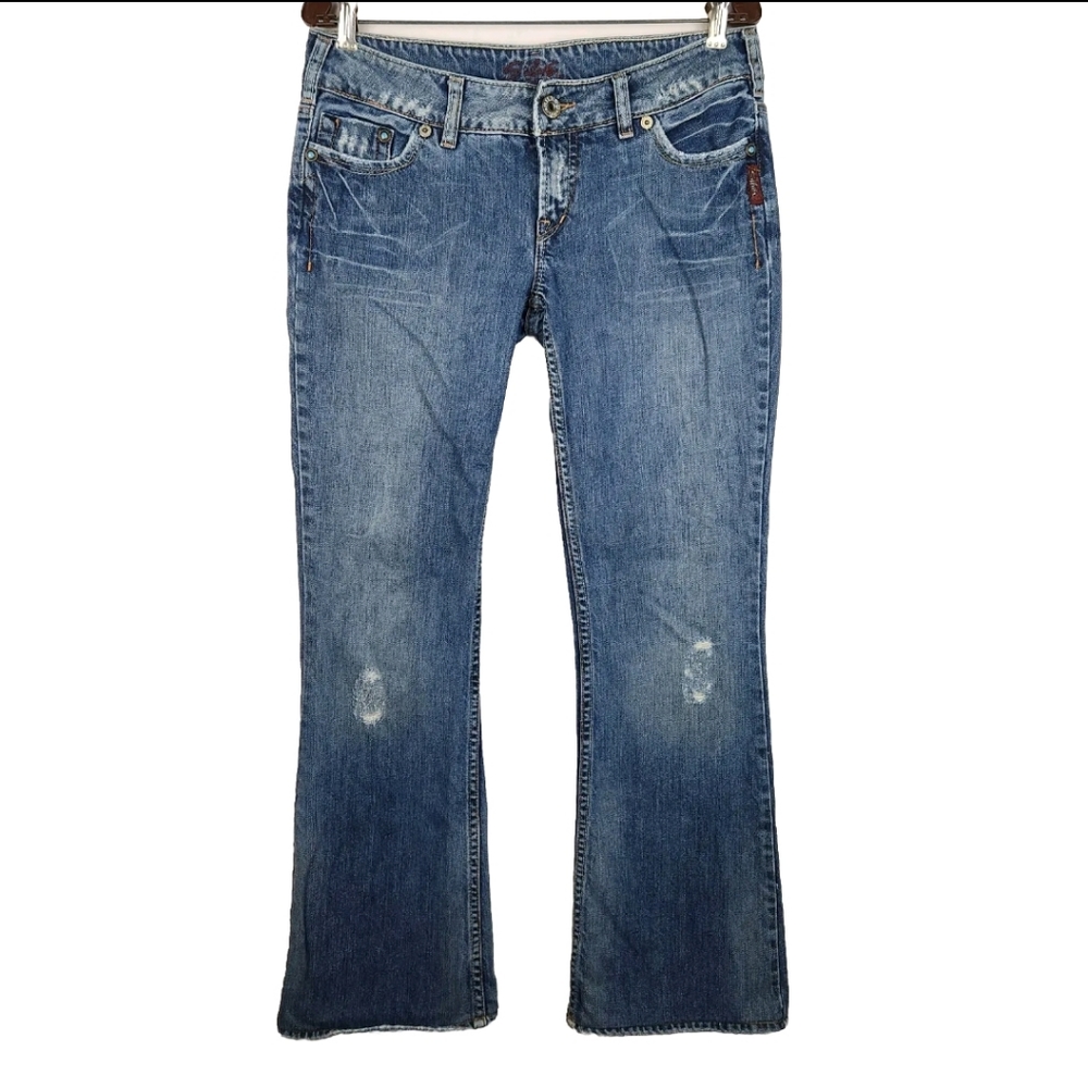 Silver Jeans Western Glove Works Jewel Women 30 x 33 US 8 Blue Denim Bootcut